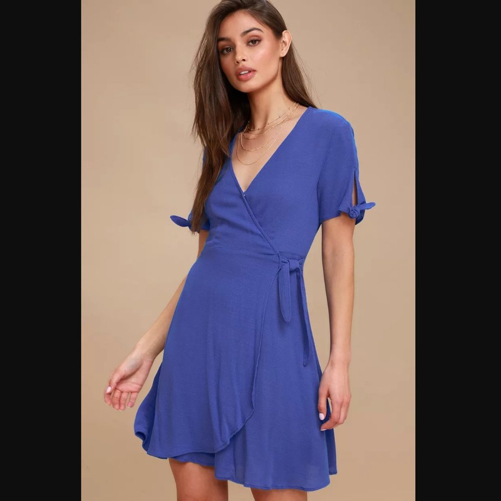Lulu's My Philosophy Wrap Dress Blue